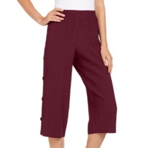 Jm Collection Side-Button Textured Capris XXL